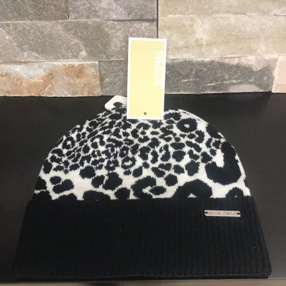 Michael Kors Women's Leopard Knit Beanie - Picture 2 of 5